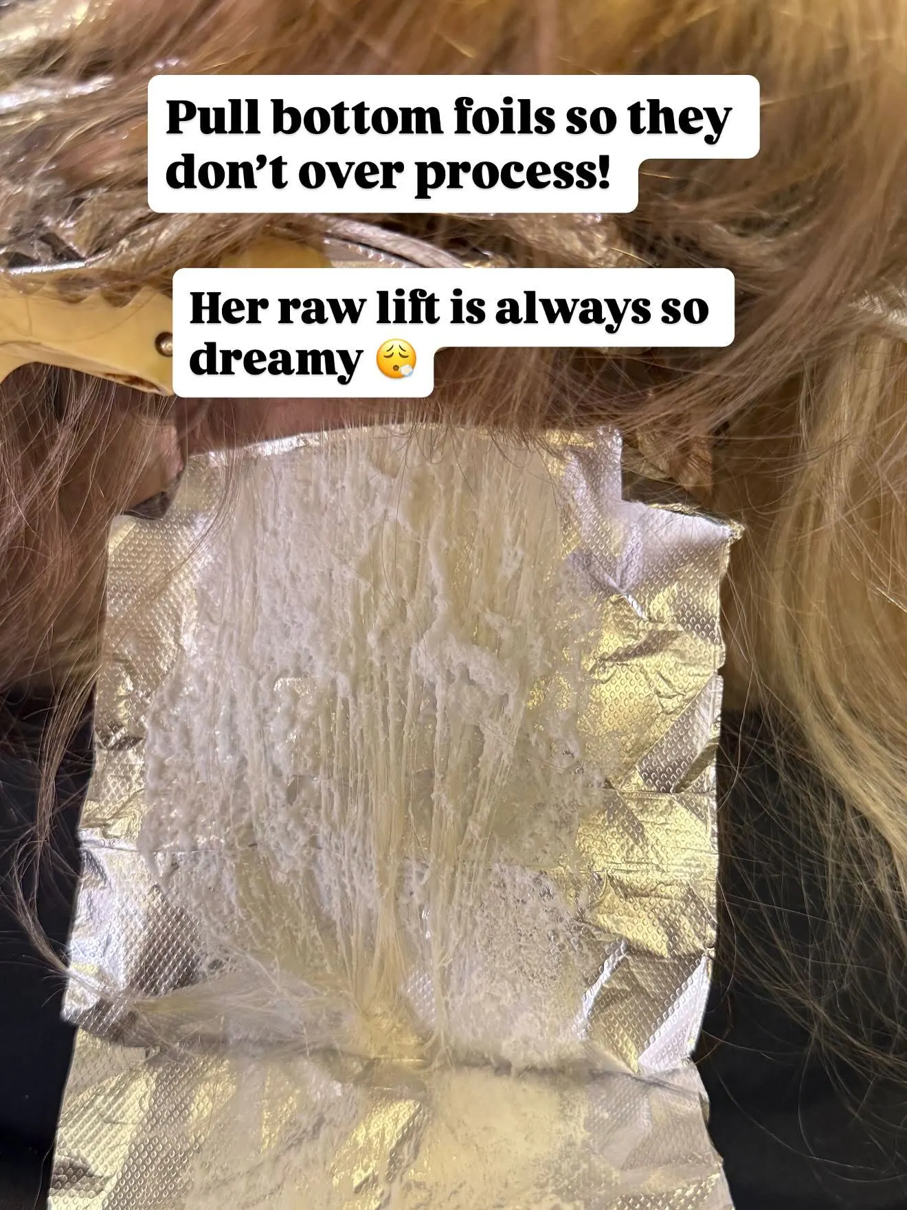 Pull bottom foils so they don't over process! Her raw lift is always so dreamy — Cosmetology by Cami, Hammond, Louisiana
