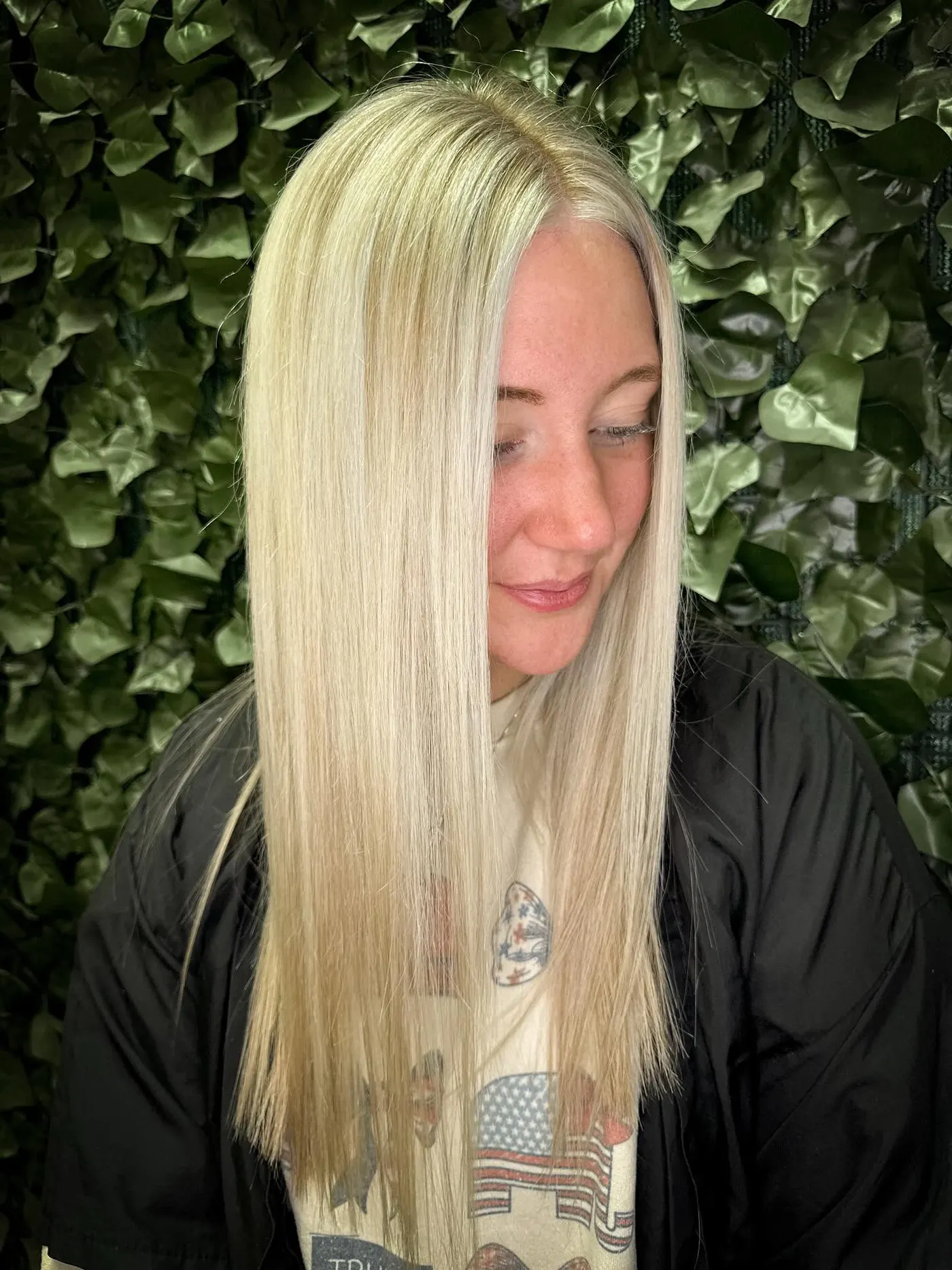 A bright platinum blonde taken close to the root — Cosmetology by Cami, Hammond, Louisiana